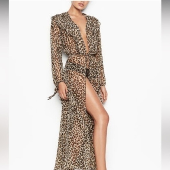 Victoria's Secret Other - Victoria Secret Leopard print Beach Long Womens Swimsuit Wrap,Cover Up, Pareo